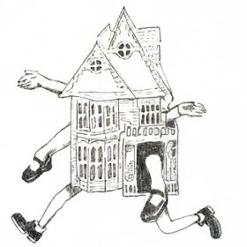 hus med ben hvid baggrund